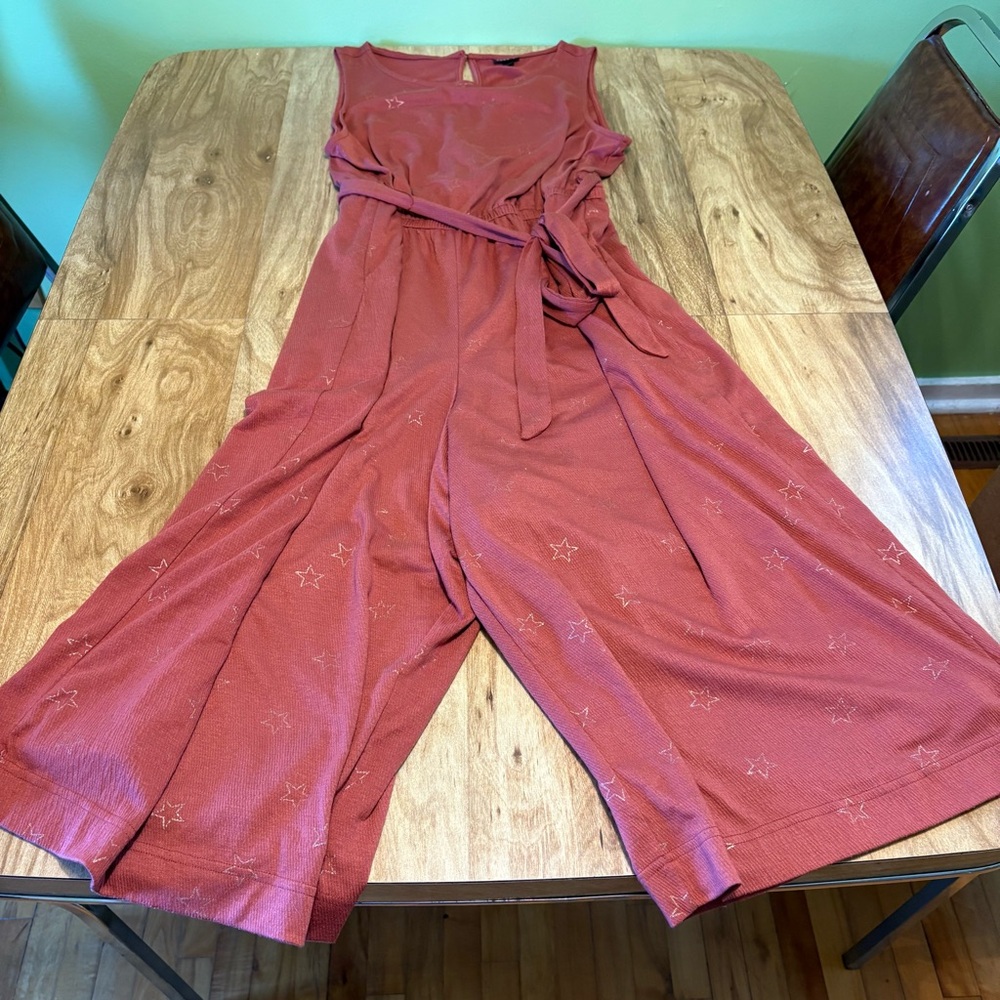3/$40 Torrid Dusty Rose Pink Stars Front Tie Jumpsuit Romper Wide Leg Plus 1